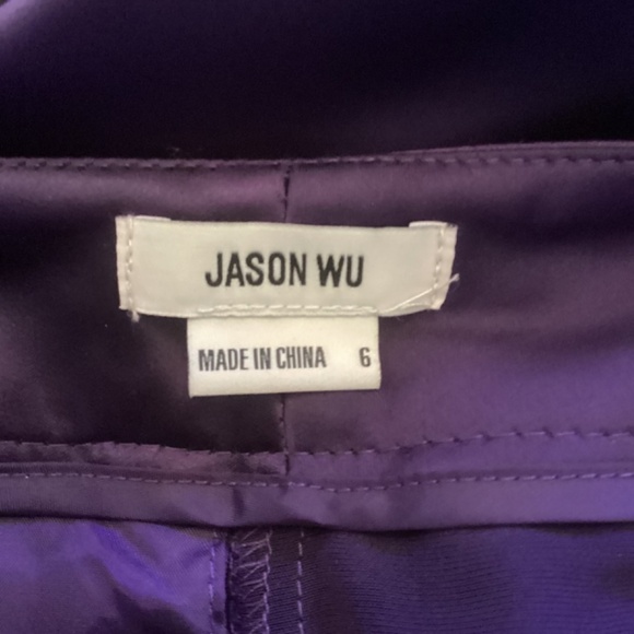 Jason Wu Purple Satin Wide Leg trouser pants size 6 High Rise NWOT - Picture 9 of 10